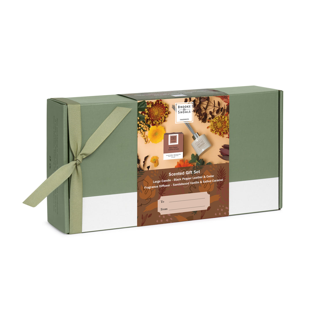 Woody Gift Set - Mixed Scents - Full size Candle AND Reed Diffuser