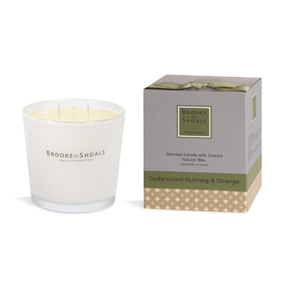 3-Wick Scented Candle - Cedarwood Nutmeg & Orange