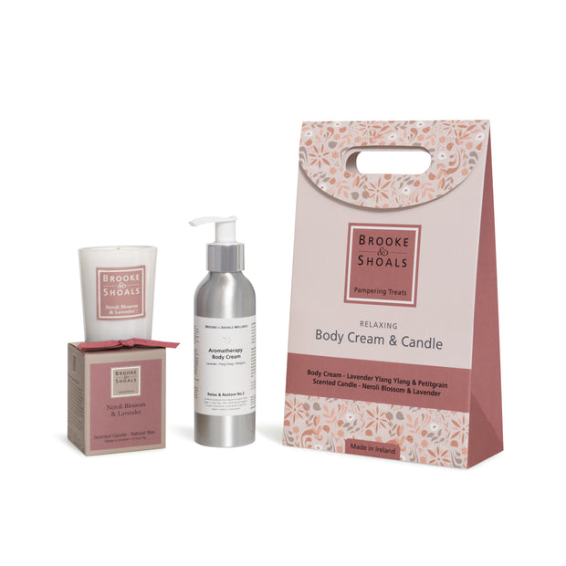 Wellness Pampering Set: Relaxing Body Cream & Candle